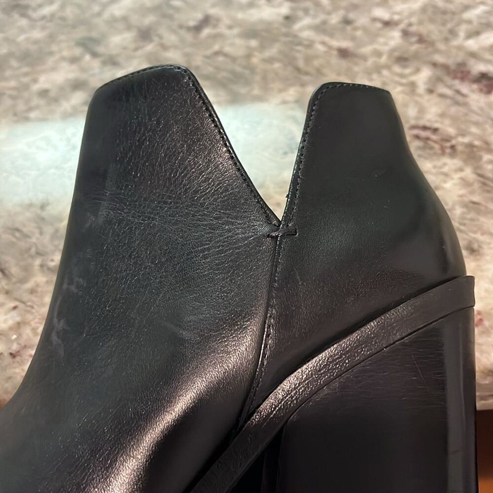 Gianni Bini Huttsen Leather Stacked Heel Western Booties Black Size 5M - Picture 6 of 7